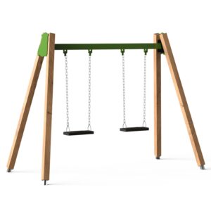 two seat children swing with metallic horizontal bar