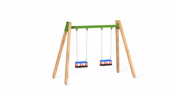 tooddler's swing with metallic horizontal bar and two safety seats top