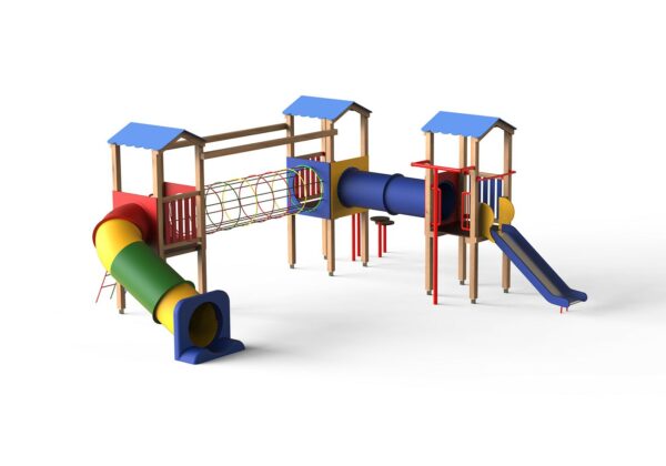 play center with two tunnels, one slide and one climber