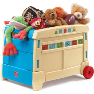 lift and roll toy box filled with toys