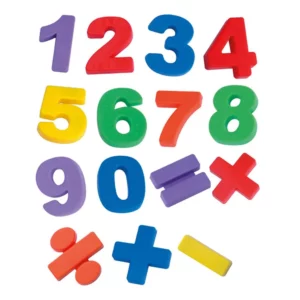 all magnetic numbers and arithmetic signs in different colors