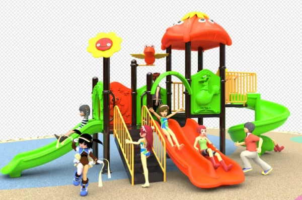 outdoor professional playground one double slide and two single slides