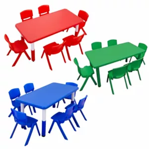 plastic rectangular table green, blue, red