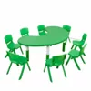plastic moon-shaped table green