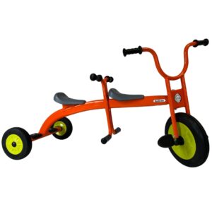 orange professional two-seat tricycle for kindergartens