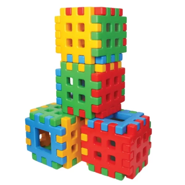 cubes with colorful waffle blocks