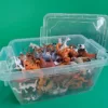 plastick animals in a transparent box