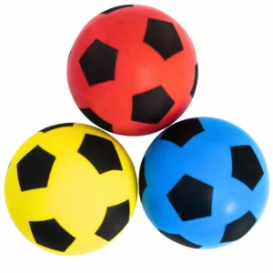 red, yellow and blue soft balls