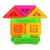 House-like figure with colorful interlocking building blocks.