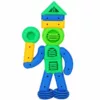 Policeman-like figure with colorful interlocking building blocks.